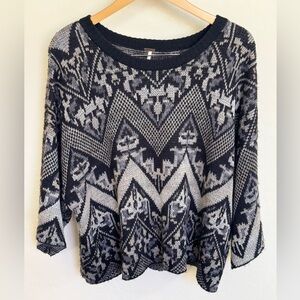 Free People Women’s Superstar Faeri Geometric Scoop Neck Knit Pullover Sweater